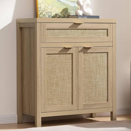 SICOTAS Sideboard Buffet Storage Cabinet, Rattan Accent Cabinet by SICOTAS