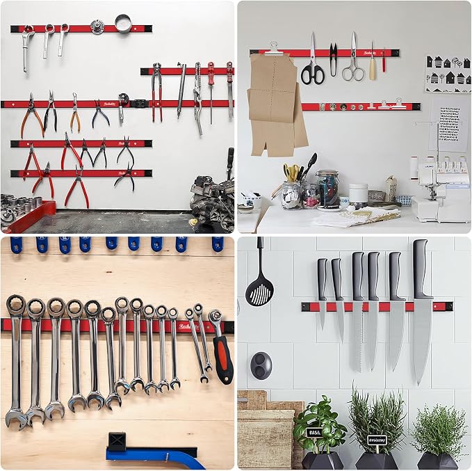 6 Pieces 24" Magnetic Tool Holder Strip, Metal Tool Organizer Rack - Image 6