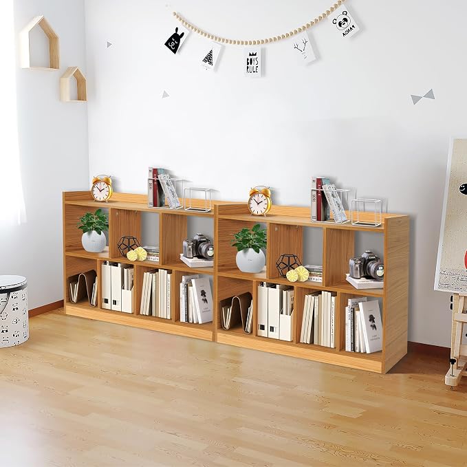 DOUSY- 7 Cube Bookshelf, Open Wooden Bookcase - Image 7