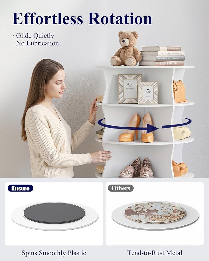 Kitsure Shoe Rack for Ehtryway, 7-Tier Rotating Shoe Rack Tower, 360° Revolving - Image 8