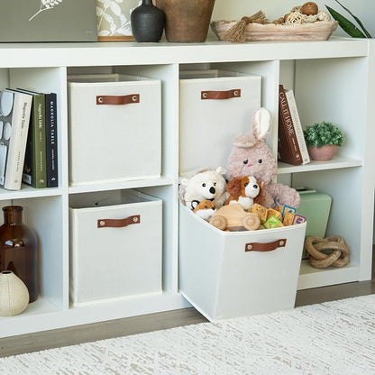 OrganiHaus 11" x 11" x 11" Fabric Cubes Storage Bins Set of 4, Foldable - Image 3