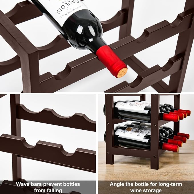 VASMIA Wine Rack Free Standing Floor, 6-Tier Display Wine Storage Shelves - Image 5