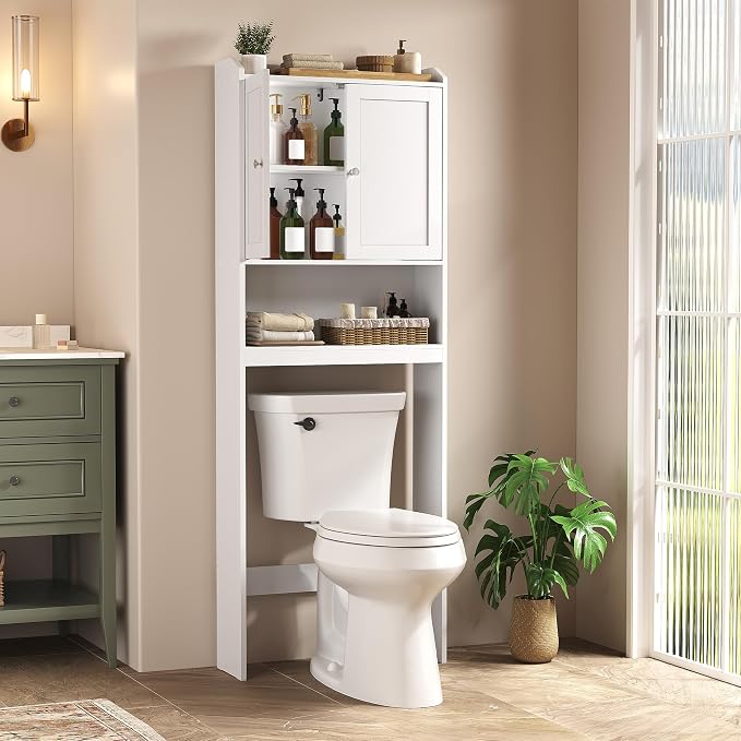 VASAGLE Over the Toilet Storage Cabinet, Adjustable Shelves, Space-Saving | by Unknown