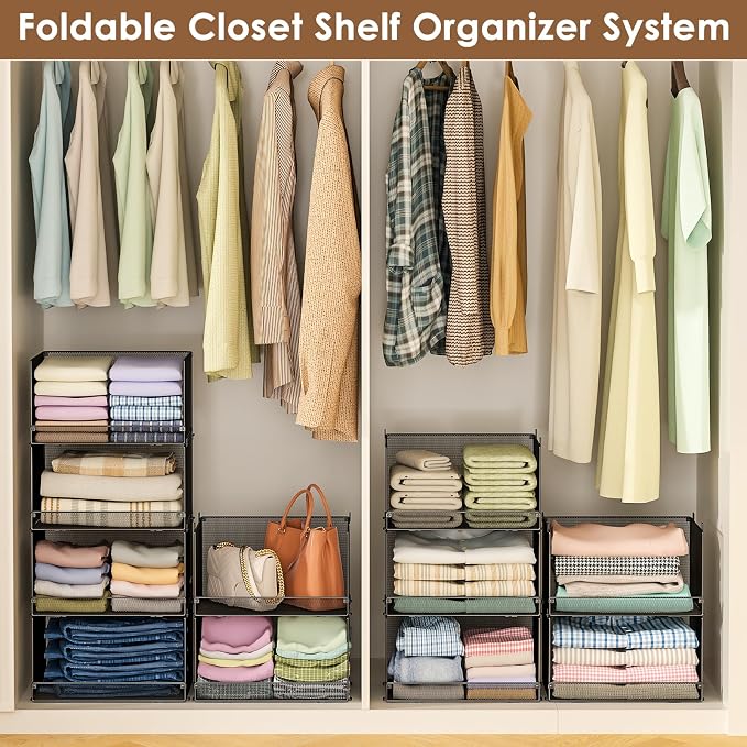 Tiaoheka 4-Tier Stackable Closet Organizers and Storage, Metal Wire Storage - Image 6