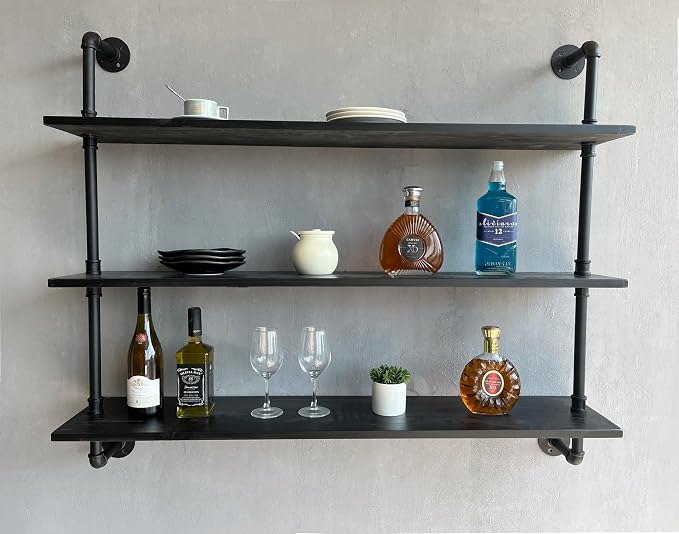 HDDFER Industrial Pipe Shelf Shelving Bookcase, Wall Mounted Rustic Bookshelf - Image 7