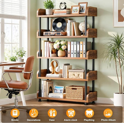 Aheaplus 5-Tier Tall Open Bookshelf, 31.5" Modern Display Bookcase - Image 3