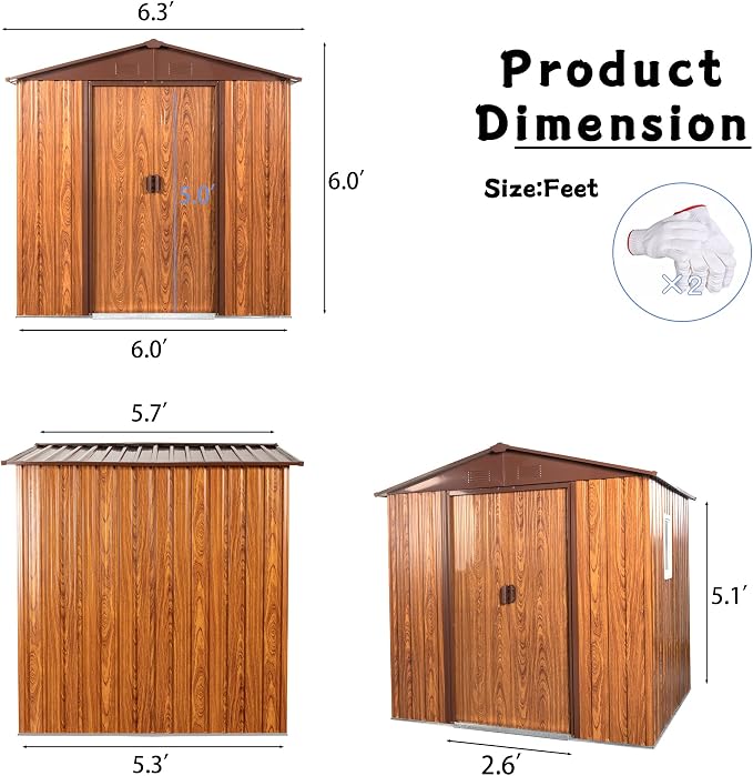 Outdoor Metal Storage Shed Window Ventilation Foundation Frame Waterproof - Image 6