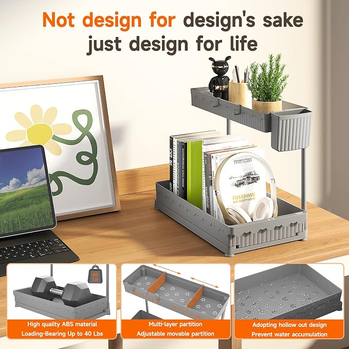 Sevenblue 3 Pack Multi-Purpose Pull-Out Storage Organizers, 2-Tier L-Shaped - Image 5