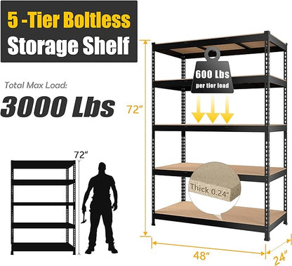 PrimeZone 2 Pack Storage Shelves 48" x 24" x 72" - Image 3