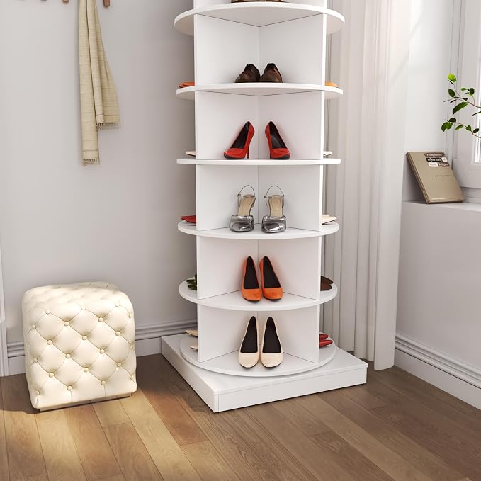 6 Tier / 7 Tier Rotating Shoe Rack Tower, Modern Free Standing 360° Revolving - Image 5