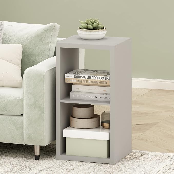 Furinno Cubicle Open Back Decorative Cube Storage Organizer, Light Grey | 14.6" - Image 2