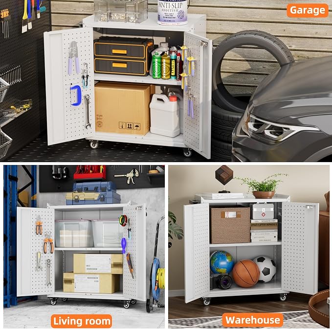 Aobabo 34.3'' H Metal Rolling Storage Cabinet, Locking Steel Storage Cabinet on - Image 8