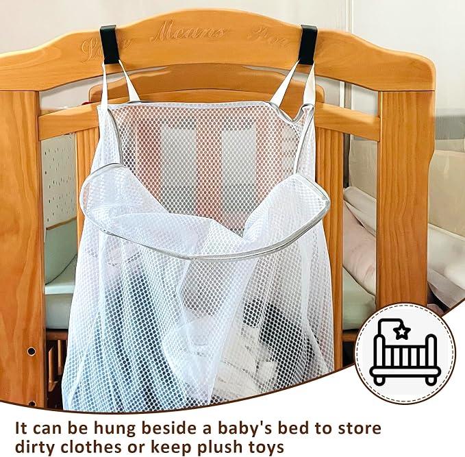 Hanging Washable Laundry Hamper | Over Door Mesh Laundry Bag - Image 5