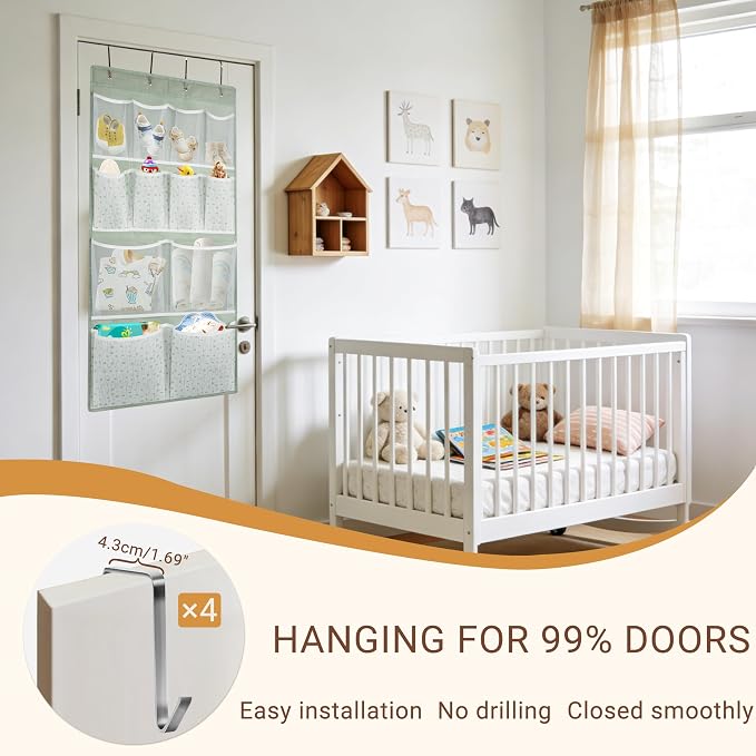 2 Pack- 12 Pocket Over Door Hanging Storage Organizer - Image 3