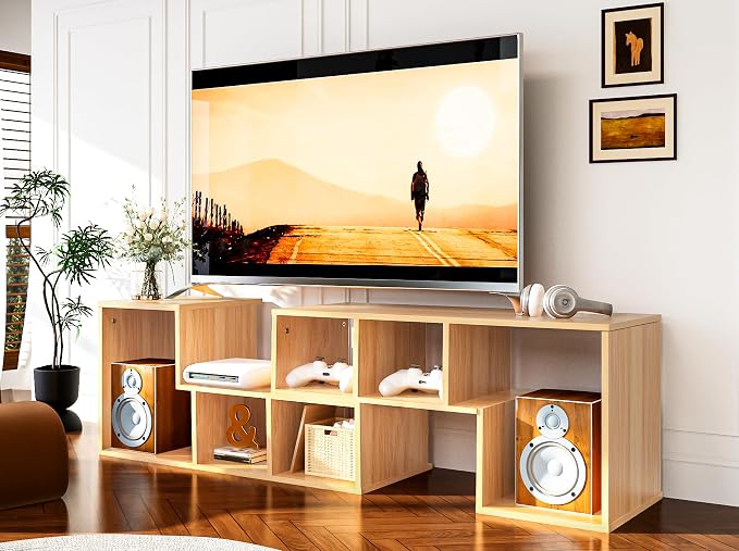 Recaceik Cube Bookshelf 2 Shelf Bookcase L-Shaped TV Console Stand Modern by Recaceik