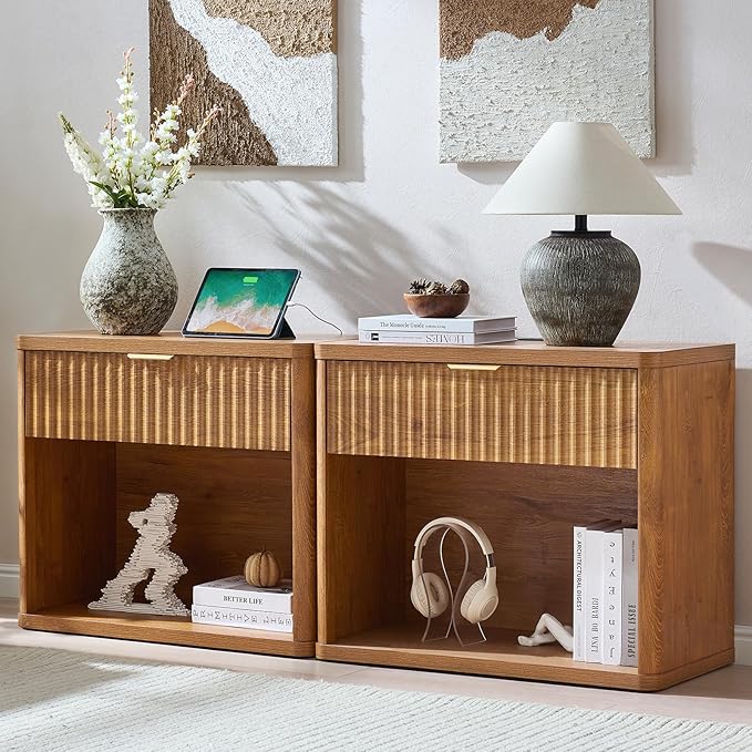 LEYAOYAO 31" Wide Fluted Nightstand Set of 2 by LEYAOYAO-Findtheshiningpointofyourideallife%EF%BC%81
