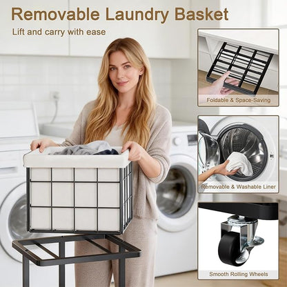 120L Vertical Rolling Laundry Hamper - Image 4