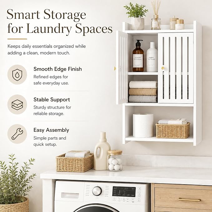 HAYOFAMY 4-Tier Wall Bathroom Storage Cabinet 7.9" D x 15.7" W x 23.6" H | PVC - Image 4