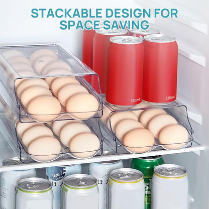 Vtopmart 2 Pack Egg Holder for Fridge, Automatic Rolling Egg Container | - Image 6