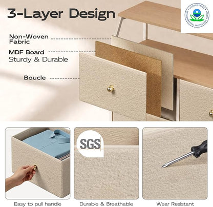 WLIVE Beige Boucle 8-Drawer Fabric Dresser Storage Tower Bedroom | Boucle - Image 6