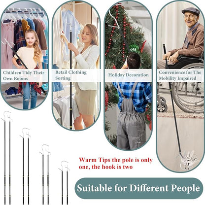 Clothes Hook Pole Heavy Duty, 32 to 80In Retail Clothing Hook Pole | Extra Long - Image 7