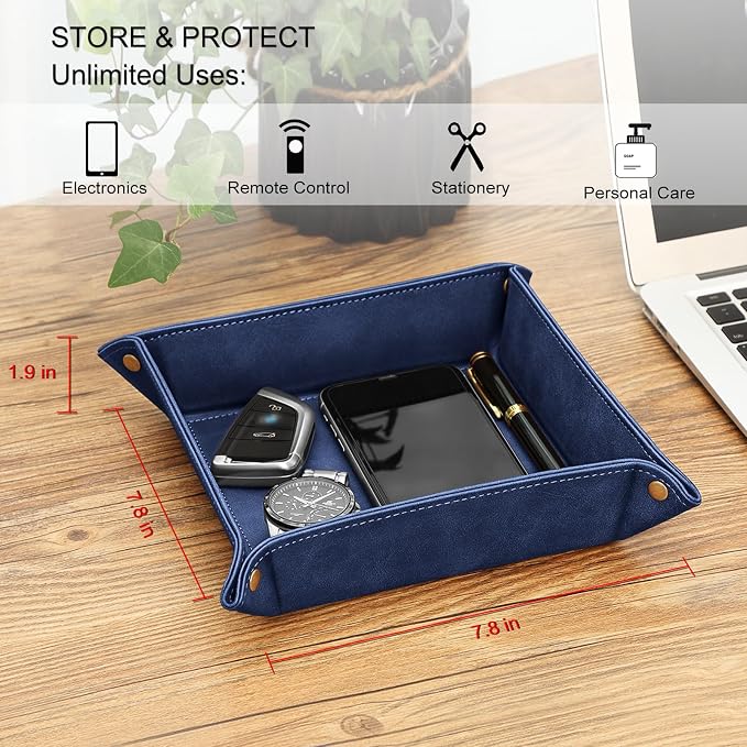 SITHON Valet Tray Desktop Storage Organizer – Premium PU Leather Catchall - Image 4