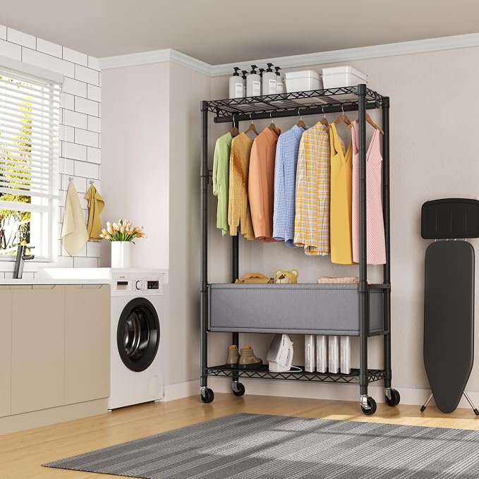 Clothes Rack, Heavy Duty Garment Rack 3 Tier Adjustable - Image 5