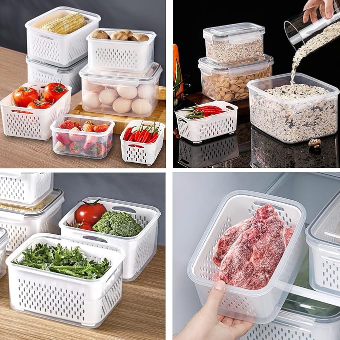 4 Pack Large Fridge Food Storage Container Set - Image 6