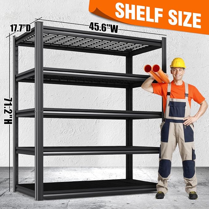 Storage Shelves, Adjustable Shelving Unit, 5T Metal Garage Shelving, Heavy Duty - Image 2