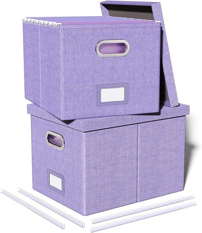 2 Pack File Storage Organizer, Filing Box, Portable File Box by Oterri