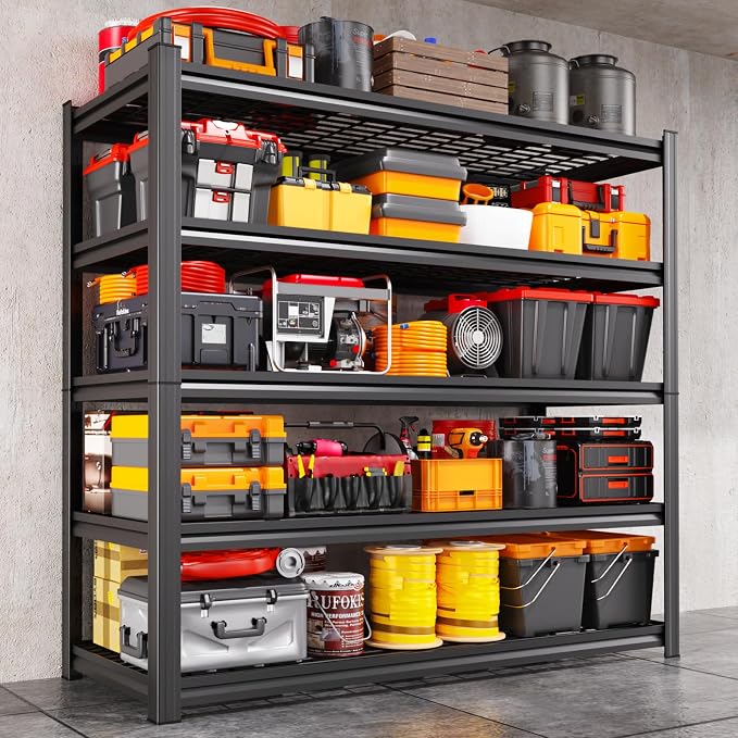 Storage Shelves, Adjustable Shelving Unit, 5T Metal Garage Shelving, Heavy Duty by KORVENA