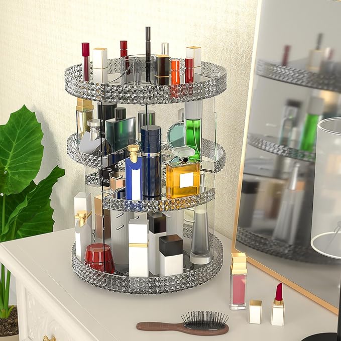 360 Degree Rotating Makeup Organizer, Extra Large Capacity Cosmetic Storage Unit - Image 3