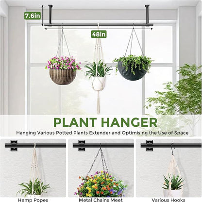 Window Plant Hanger for Indoor Plants, 48 Inch Hanging Plant Rod, 1 Inch - Image 6