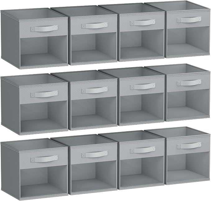 DIMJ Storage Cubes, 12 Pack Cube Storage Bin, Foldable Cube Organizer Storage by DiMJ