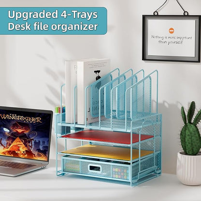 Marbrasse Desk Organizers, 4-Tier Mesh Desk File Organizer - Image 3