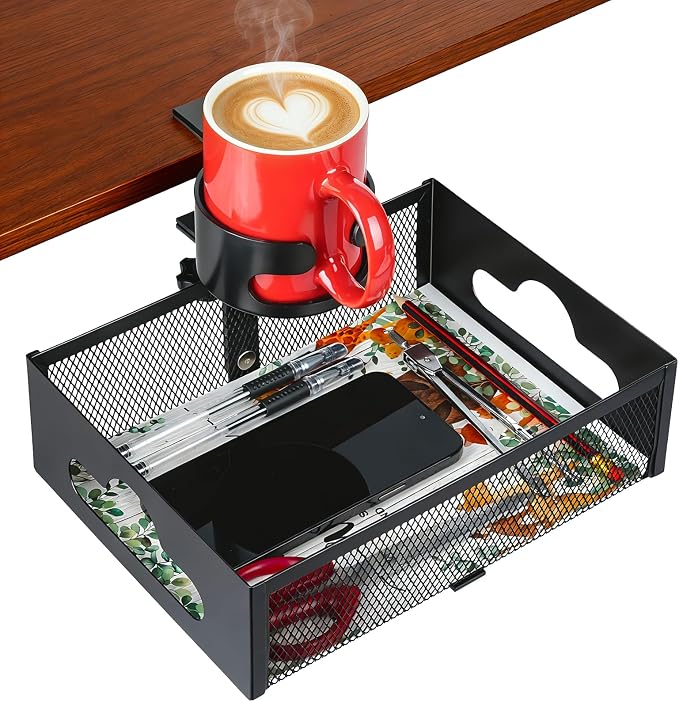 MYITYARD Desk Cup Holder Clamp, Anti-Spill Clip On Table Cup Holder by MYITYARD