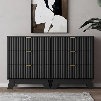 Black Night Stand with 3 Drawers, Bedside Table & End Table, Farmhouse Night - Image 5