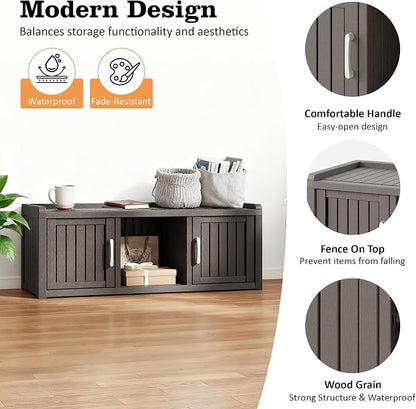 2-Tier Storage Bench, Waterproof UV-Resistant Outdoor Shoe Storage Cabinet - Image 2