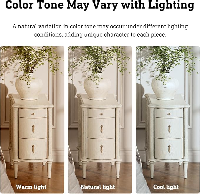 STO'SENSE Nightstand w/Charging Station & 3 Drawers, Pre-Assembled, Vintage - Image 9