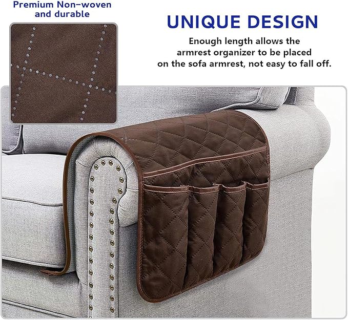 Sofa Armrest Organizer Non-Slip Arm Chair Bedside Caddy Storage Organizer - Image 3
