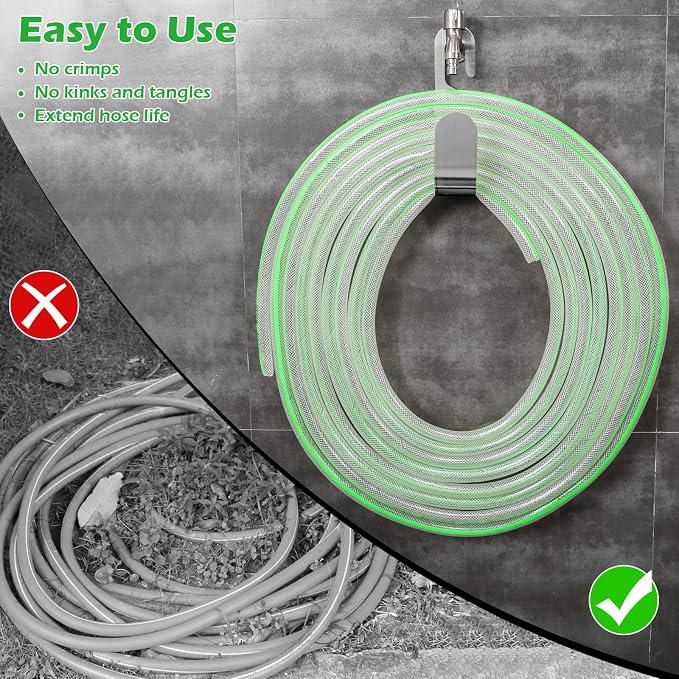 Garden Hose Hanger, Stainless Steel Wall Mount Water Hose Holder, Hanging Hose - Image 2