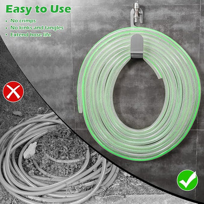 Garden Hose Hanger, Stainless Steel Wall Mount Water Hose Holder, Hanging Hose - Image 2