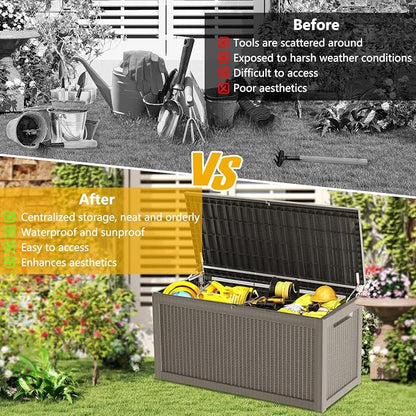 320 Gallon Deck Box, Resin Outdoor Indoor Waterproof Storage Box, Lockable - Image 7