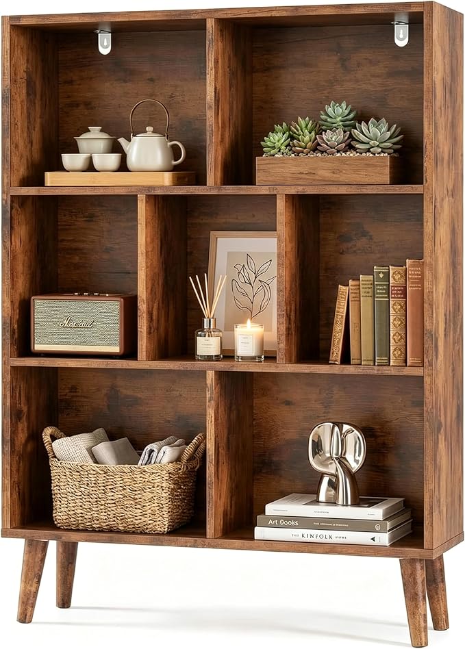 HealSmart 7 Cube Storage Organizer, 3 Tier Bookshelf by HealSmart