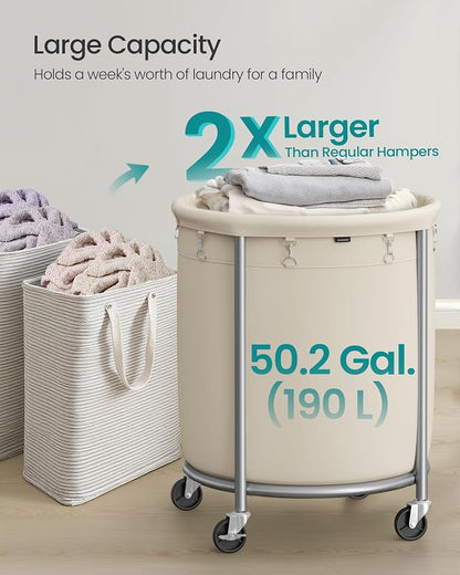 SONGMICS Laundry Basket, Rolling Steel Frame - Image 3
