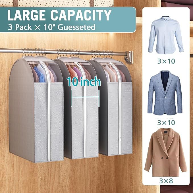 10" Gusseted Garment Bags for Hanging Clothes - Image 2
