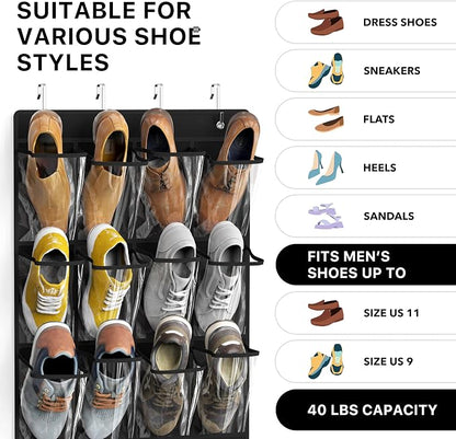 Simple Houseware 24 Pockets Large Clear Pockets Over The Door Hanging Shoe - Image 3
