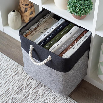 OrganiHaus 13x13 Cube Storage Bins 4 Pack, Foldable Cube Storage Organizer w/ - Image 4