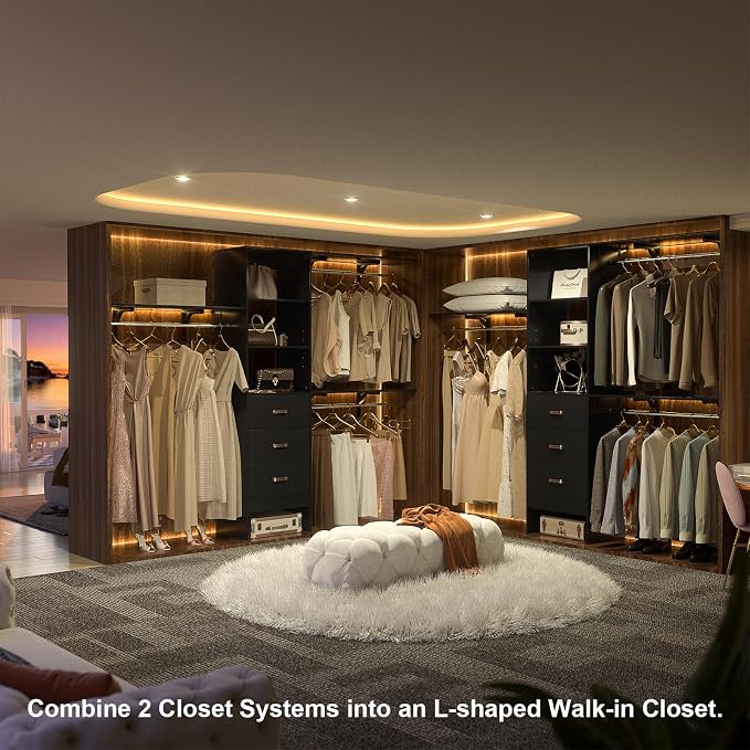 iSunirm 8FT Closet System, Wall Mount Bedroom Wardrobe - Image 4