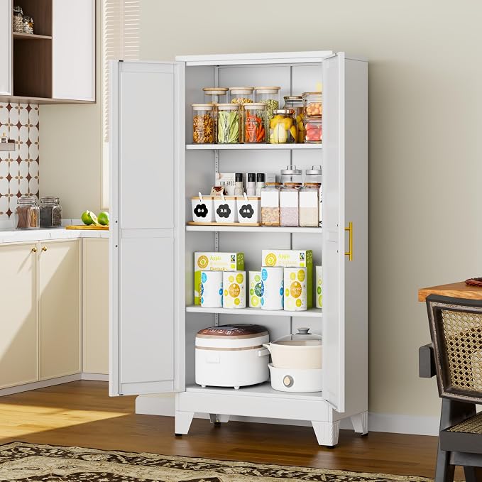 61" White Metal Storage Cabinet - Image 2